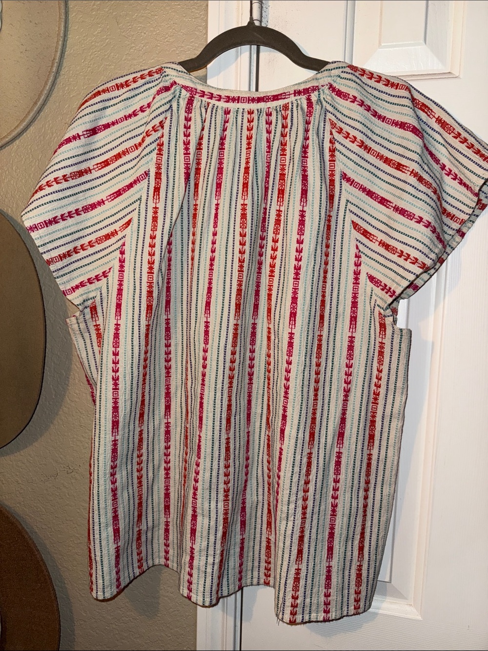 Dylan Kenzie Blouse XL Striped Flutter Sleeve Boho Top - Picture 7 of 10